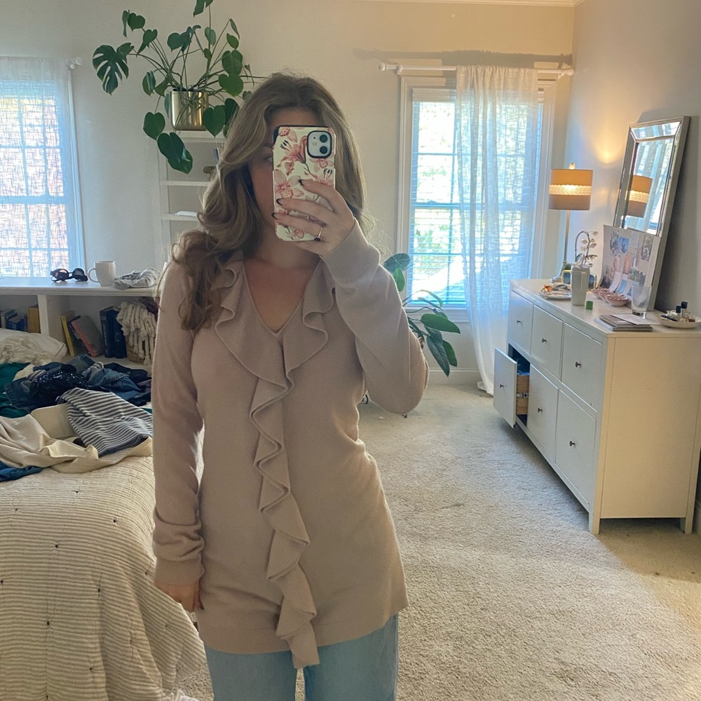 ONE WORLD Women's V-Neck Sweater - Light Pink